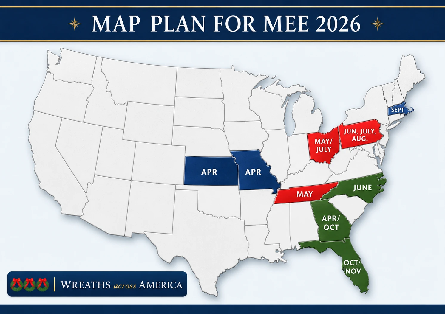 Wreaths Across America Mobile Education Exhibit 2026 route map